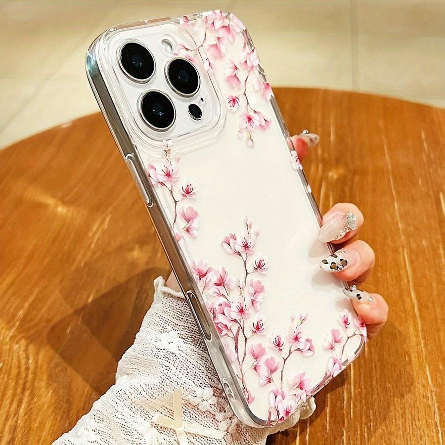 Minimalist Art Sakura Phone Case Suitable for iPhone 17 16 15 14 13 12 11 Pro/Max/Plus Anti Drop and Anti Shock Back Cover