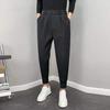 Men's Summer Cuffed Cropped Casual Pants with Drape Fit, Velcro Waistband, and Suit-Style Design