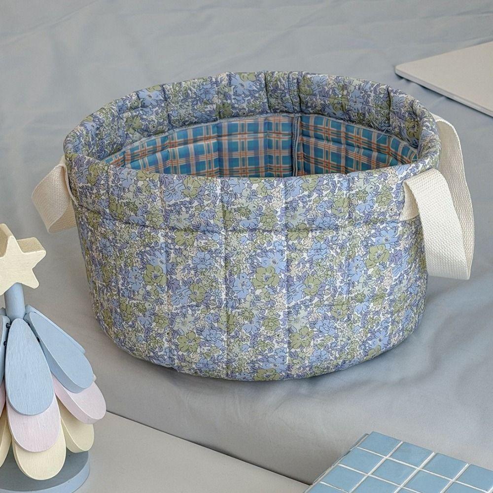 Cotton Floral Storage Basket Collapsible Laundry Hampers Sundries Storage Basket for Living Room