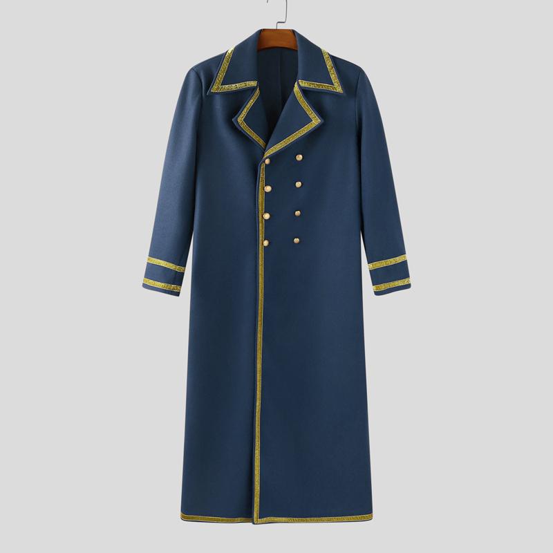 

INCERUN Зимние мужские кардиганы из длинной шерсти с лацканами, длинными рукавами и открытой передней частью M синий