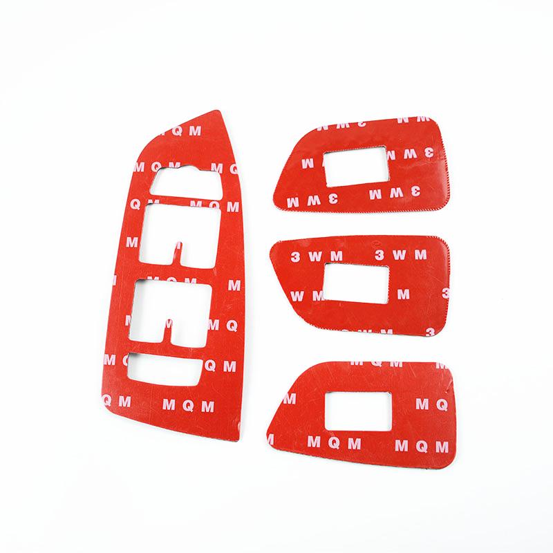 Car Styling Carbon Fiber Window Glass Lifting Buttons Frame Decoration Cover Trim For Volvo S90 V90 2016-2020 Interior Stickers