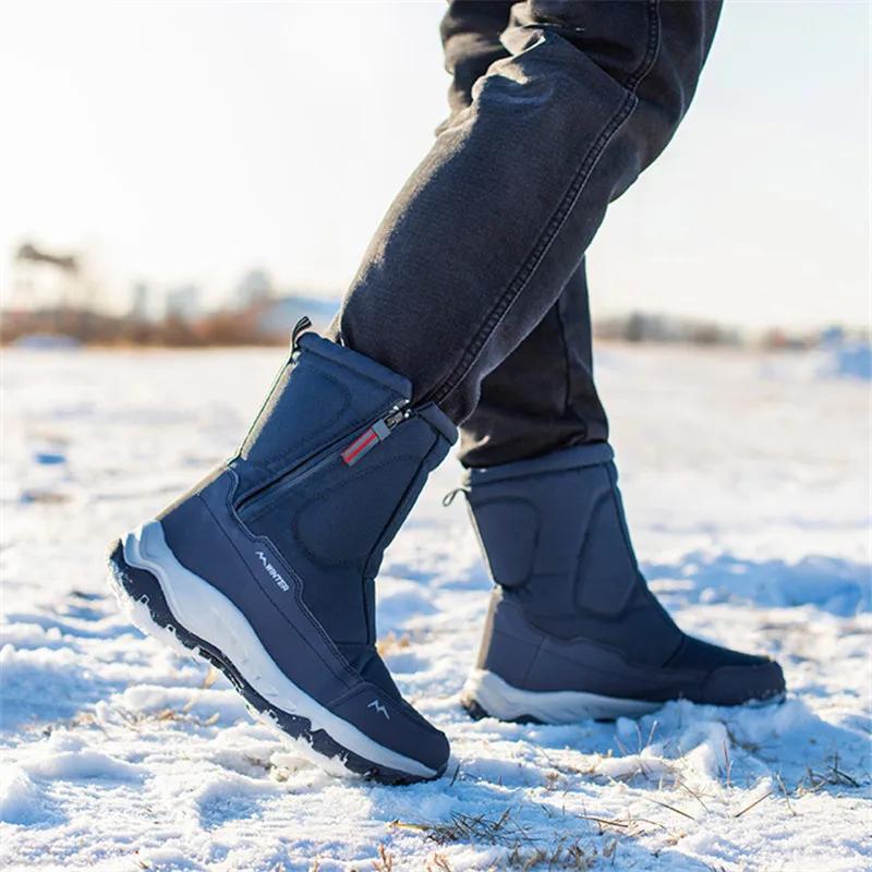 Shoes for Men Large Size Winter Men Boots Fashion Warm Plush Ankle Boots Sweat Wicking High-Top Warm Snow Boots Outdoor Sneakers