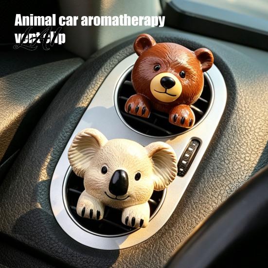 Creative Car Air Vent Ornament Outlet Clip Raccoon/Fox/Kangaroo/Polar Bear/Guinea Pig Shape Universal Small Fragrance Accessory Fit Ornament,