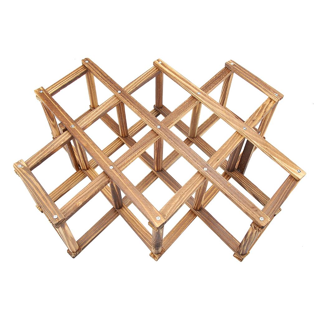 Foldable Wooden Wine Rack Organizer Display Shelf 10 Bottles Capacity