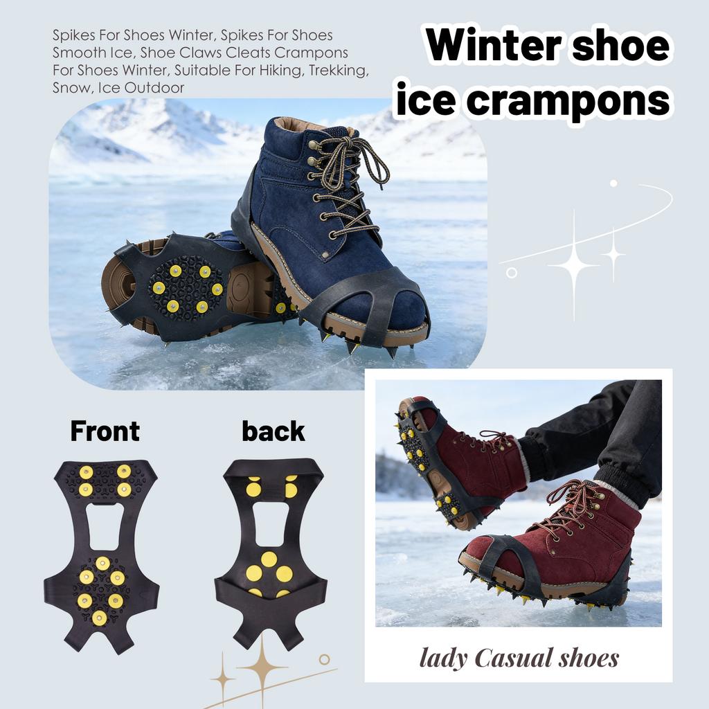 Spikes For Shoes Winter, Spikes For Shoes Smooth Ice, Shoe Claws Cleats Crampons For Shoes Winter, Suitable For Hiking, Trekking, Snow, Ice Outdoor