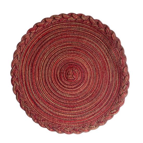 12 Inch Round Placemats Polyester Woven Braided Place Mats Washable 30cm темно-красного