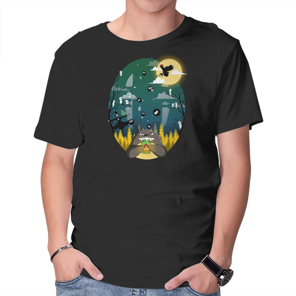 Unisex Crew Neck T-Shirt The Ghibli Bunch Graphic Short Sleeve Casual Tee XXXXL