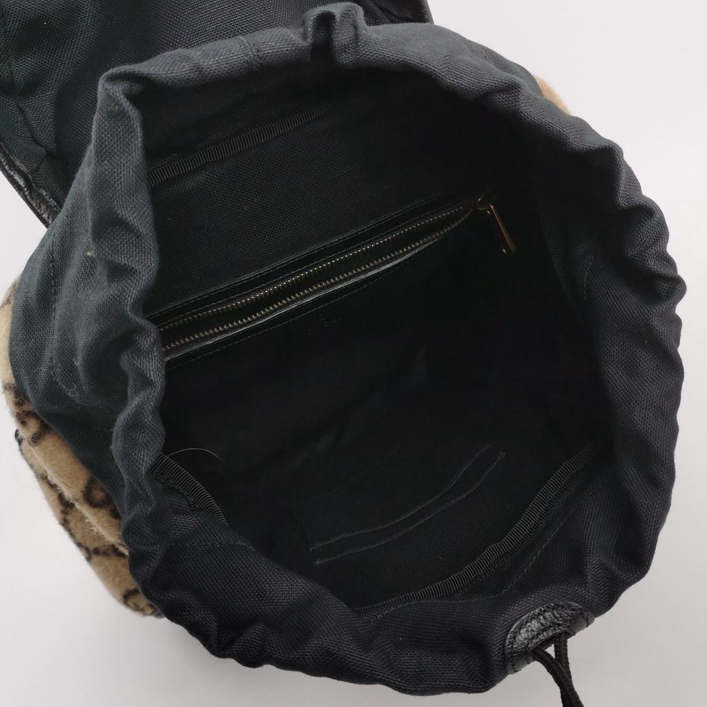[Pre-Owned] Vintage Logo Wool And Leather Large Capacity Backpack - Excellent #1IPZO94