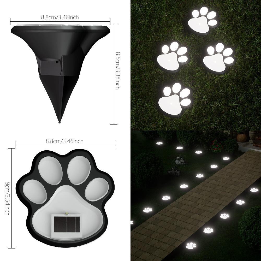 Solar Paw Print Pathway Lights Outdoor Waterproof LED Garden Decor Automatic On Off Cat Dog Footprint Yard Lamp