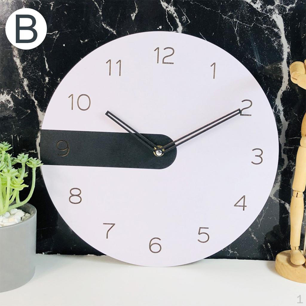 

12 Wall Clock Silent Arabic Numeral Wooden Pointer Battery Operated Round Classic for Bedroom black