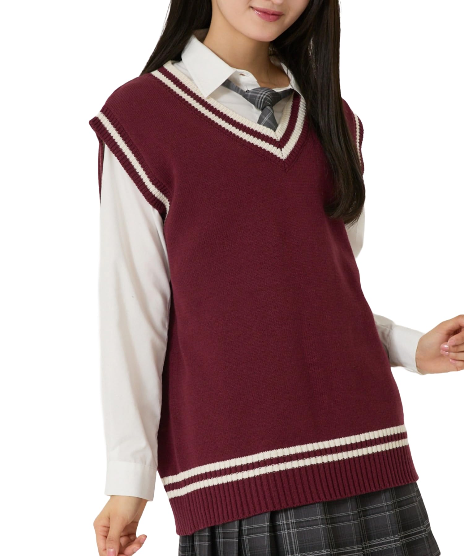 

WEGO Line School Knit Size Wine Women s Vest, F,