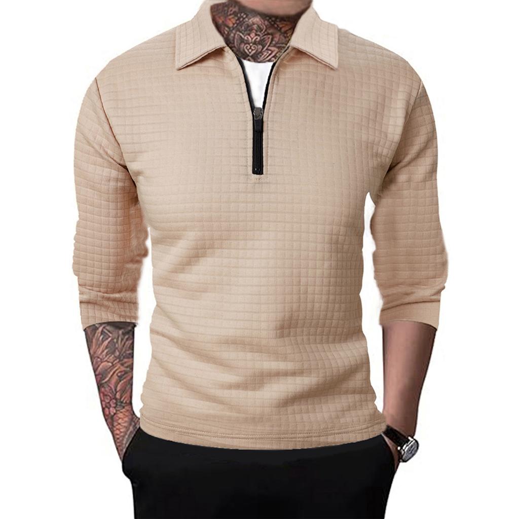 Jesień i Zima Nowa Męska Stójka Półzamek Długi Rękaw Niemiecki Aksamit Ciepła Koszulka Spodnia Męska Bluza z Kapturem