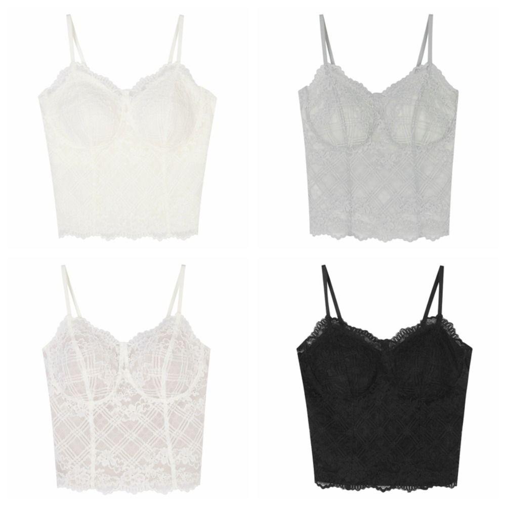 Transparent Lace Corset Fishbone Crop Tops Fashion Lace Camisole Travel