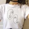 Minimalist Art Line Face European and American Pure Cotton Printed Unisexs and Womens Fashion Tshirt New Personalized Tshirt