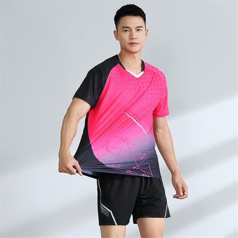 Unisex Badminton Sport Set Short Sleeve Top Shorts Men Women Kids Athletic Wear