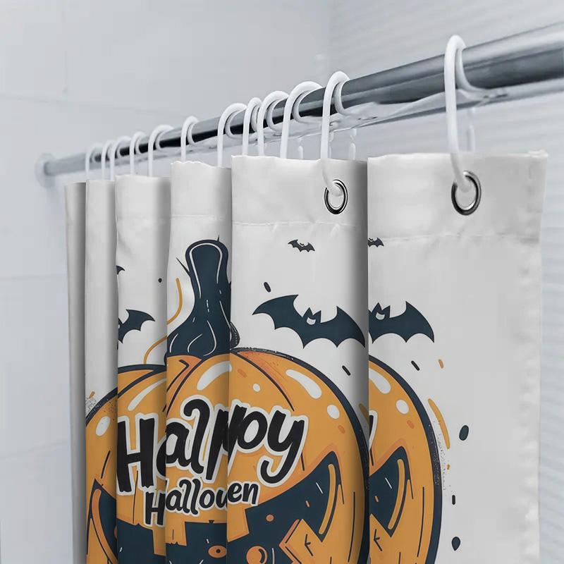 Halloween Pumpkin Shower Curtain Halloween-Themed Bathroom Decor Happy Halloween Waterproof Curtains For Home Decoration