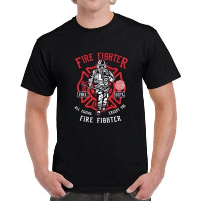 Vintage Fire Fighter Fire Dept Badge Fireman Gift T-Shirt 100% Cotton O-Neck Summer Short Sleeve Casual Mens T-shirt Size S-3XL
