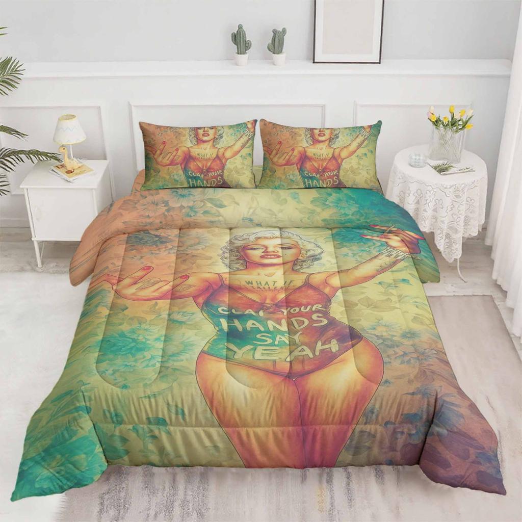 Sexy Woman 2Pcs Soft Breathable Duvet Cover Set, 3D Printed Bedding Set, Womanduvet Cover Pillowcases For Girl Boy Gift Single