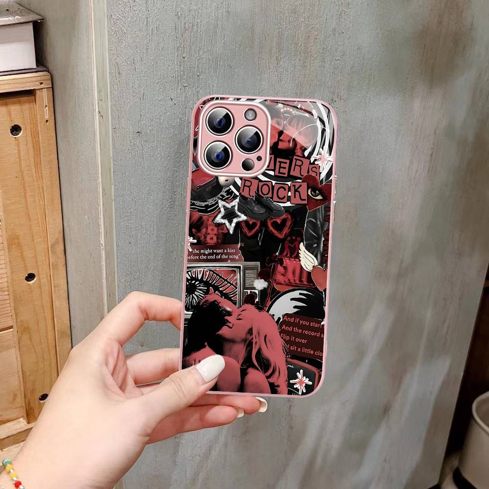 Pink Blue TV Girl For IPhone 14 13 12 Mini 11 Pro XS Max X XR 14 Plus Tempered Glass Cover