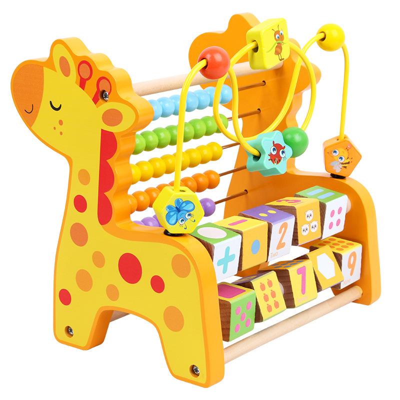 Wooden Children Beaded Around Beads Toys Early Education Building Block Calculation Rack 1 Year Old 3 Girls Educational Enlightenment Education