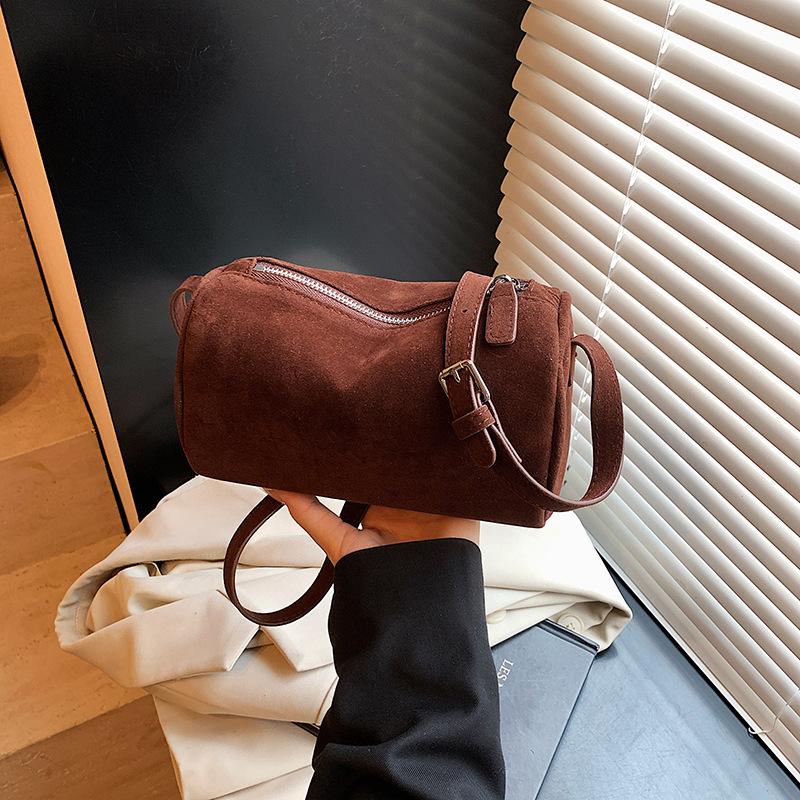 Frosted ROW Underarm Bag Cylinder Bag Vintage Fashion Premium Women's Pillow Bag Casual Shoulder Handbag