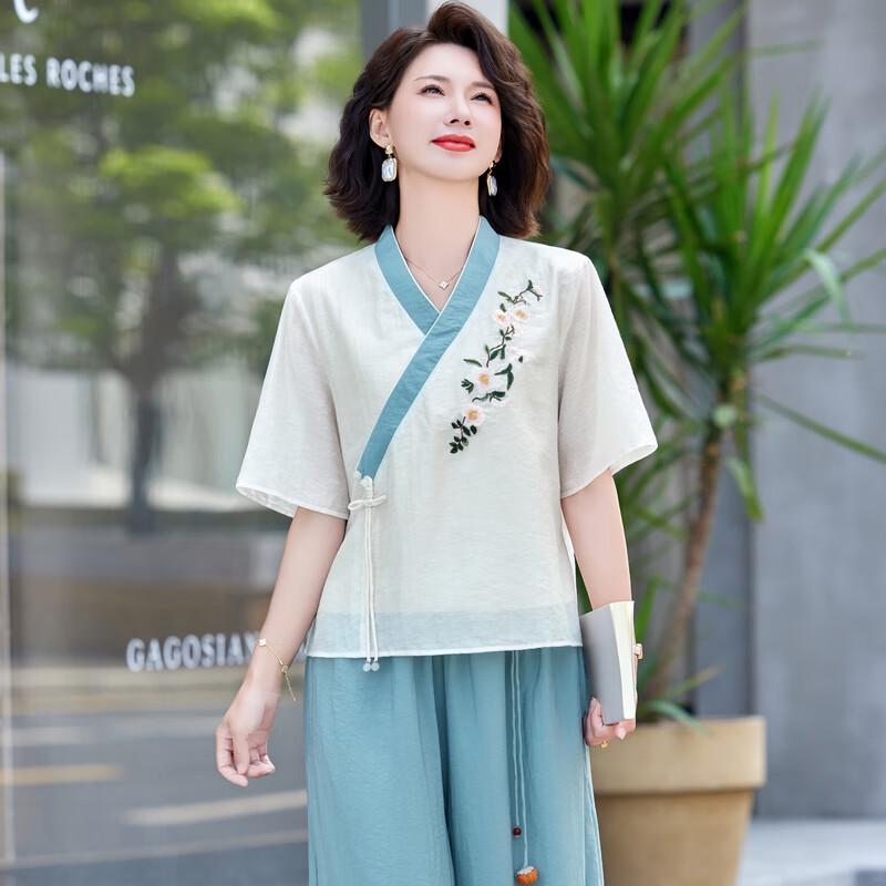 New Chinese Style Summer Chiffon Two-Piece Set for Women