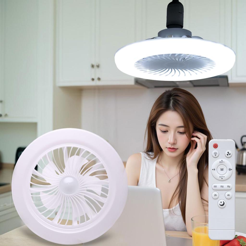 30W Modern Ceiling Fan with LED Light 3 Speed Timing Remote Control E27 Base Indoor Fan Lighting for Home Office