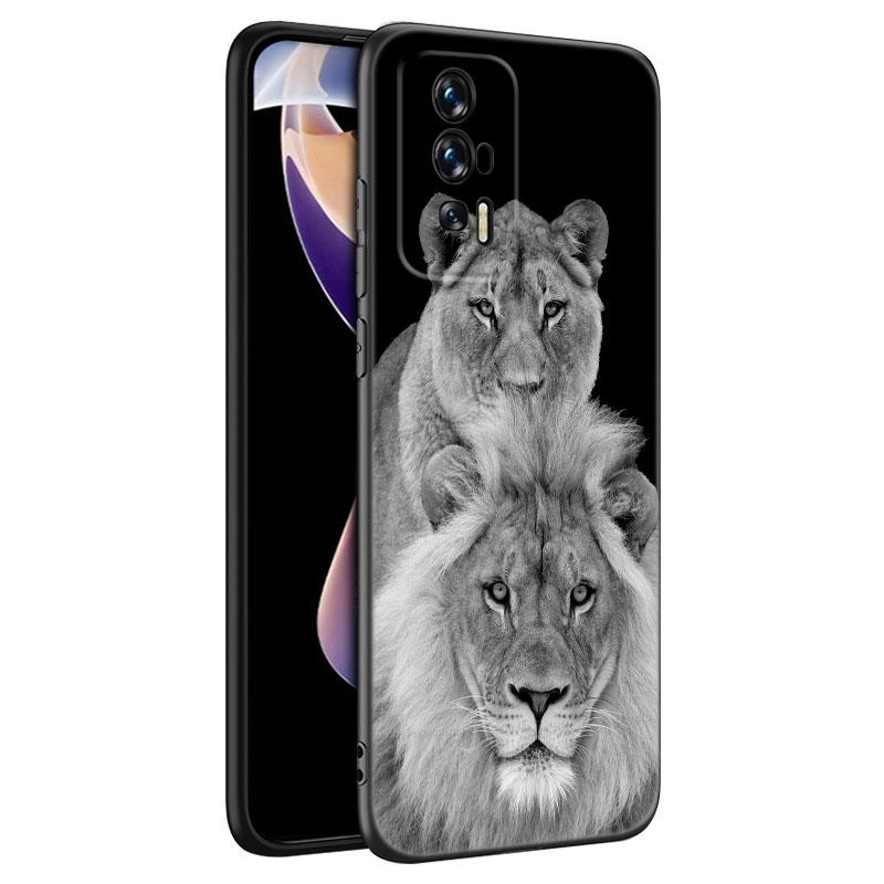 Animal Lion Black Silicone Phone Case For Xiaomi Redmi 7A 8A 9A 10A 11A 9C 10C 12C 13C 11 Prime A1 A2 Plus 12 4G Note 9T 12R