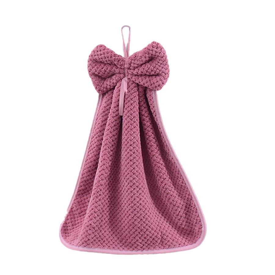 Pineapple Plaid Absorbent Kitchen Hand Towel with Bow Hanger