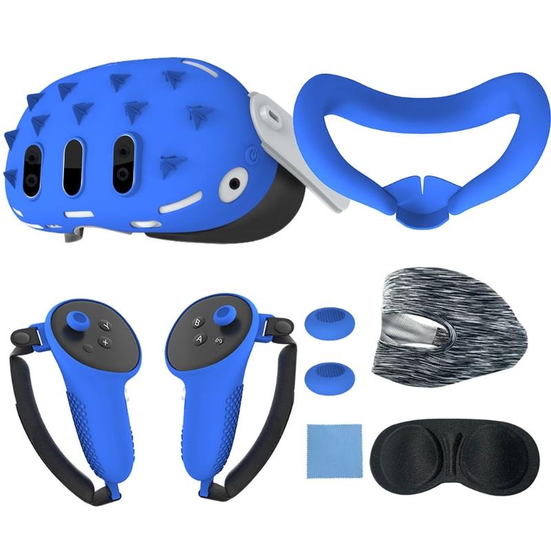 Complete 7Piece Accessory Kit for VR Gaming Lens Cover, Controller Grips Rocker Cover Face Covers Fully Protect