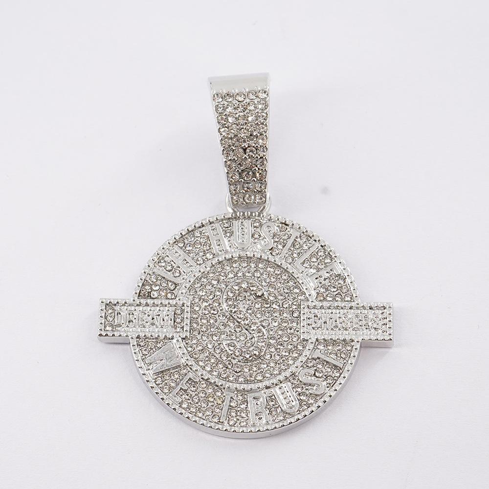 Euro American New Dollar Letter Round Pendant Euro American Fashion Trend Men and Women Hip-hop 5mm Fried Dough Twists Chain Fashion Jewelry