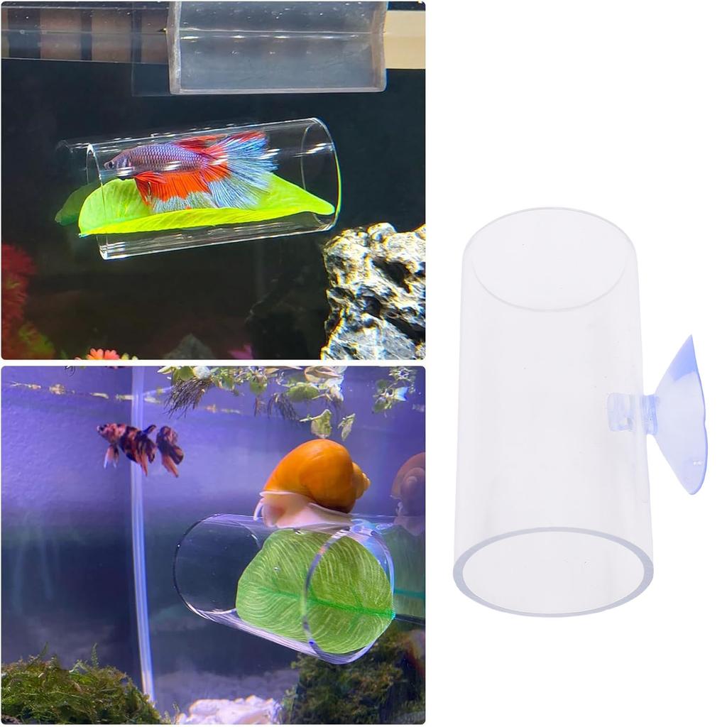 Betta Fish Tunnel Transparent Hollow Betta Fish Tube with Suction Cup for Resting Fish Accessories