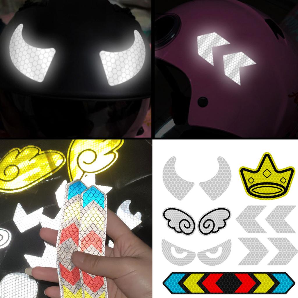 New Creative Waterproof Glasses Devil Horn Motorcycle Helmet Decal Night Warning Sign Reflective Sticker Exterior