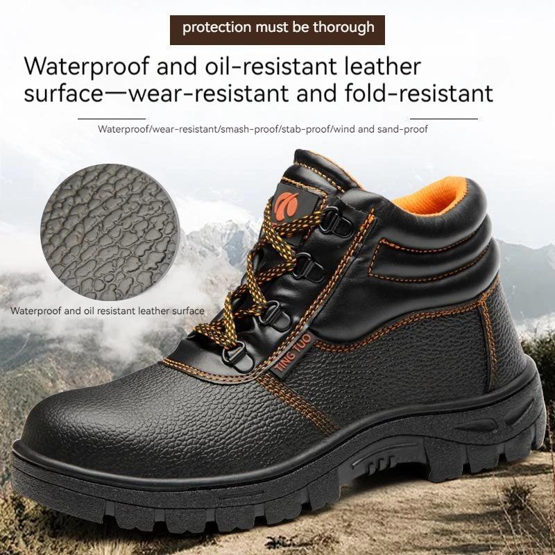 Bottes de Sécurité de Travail pour Homme Résistantes à l'Usure Anti-Écrasement Anti-Perforation Baskets de Travail Bottes Imperméables Botte de Travail Protectrice Indestructible