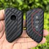 For Seat Leon Cupra Formentor For Volkswagen VW Golf 8 GTI ID4 For Skoda Octavia A8 Mk8 Carbon Fiber Silicone Car Key Case Cover