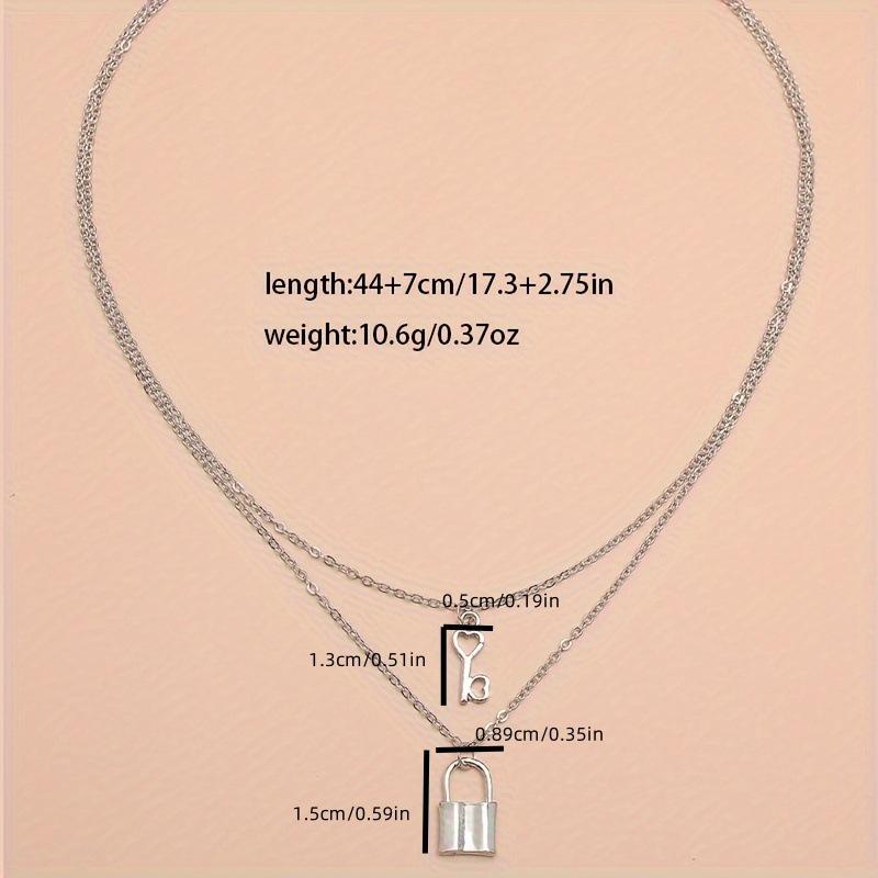 2pcs Valentine'S Day Lock And Key Friendship Necklace Set Classic Necklace Valentine'S Day Gift