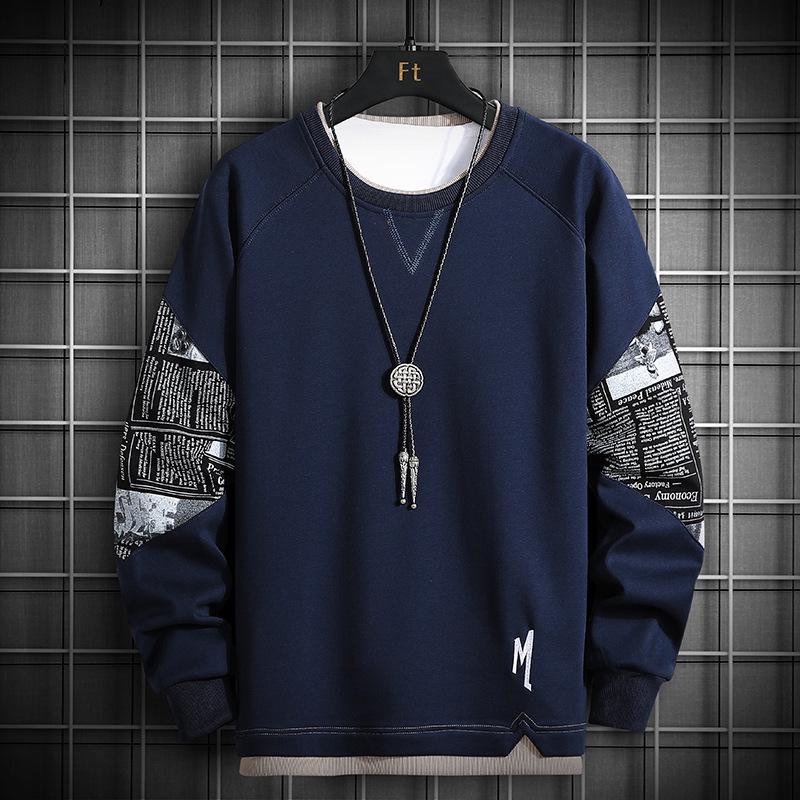 Men's Long Sleeve T-shirt Spring and Autumn New Hoodie Korean Version of The Trend Ins Bottom Shirt Young Students On Clothes