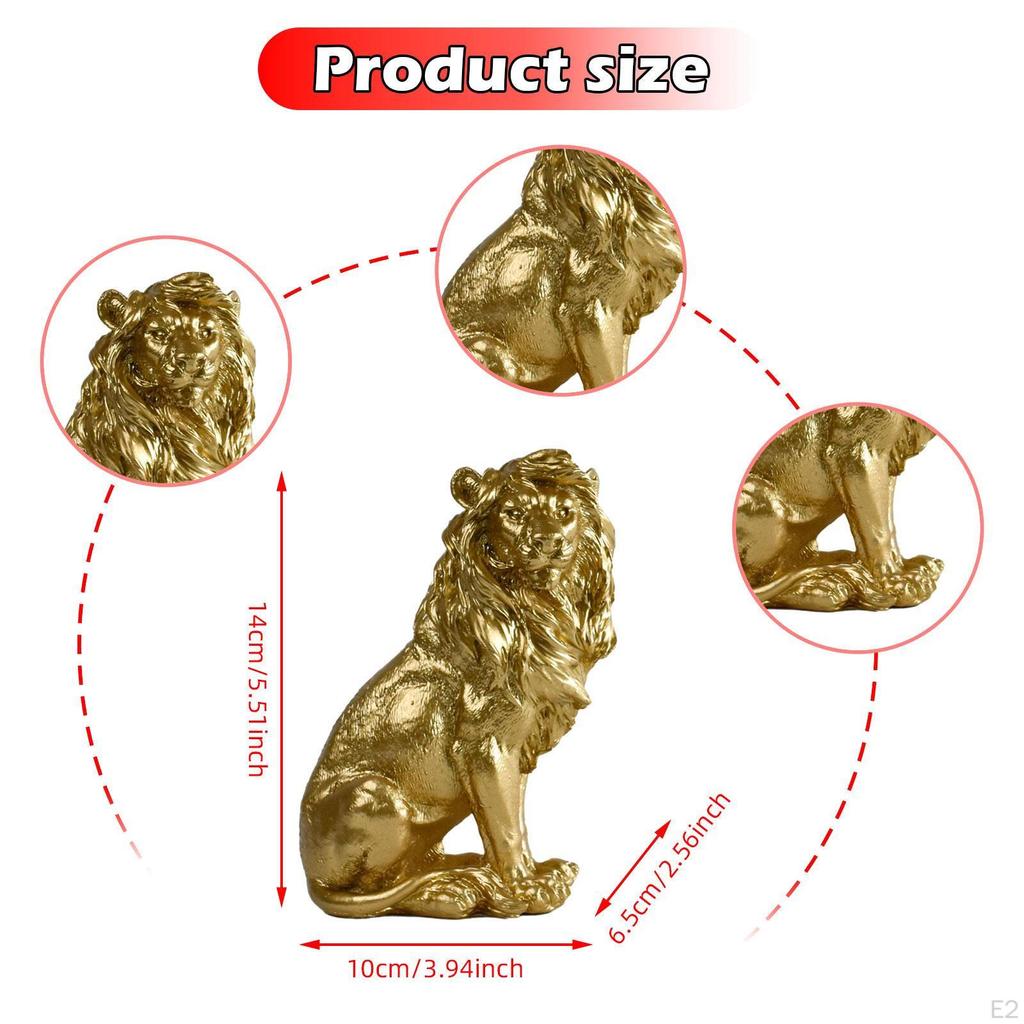 Lion Statue Figurine Cute Decorative Realistic Animal Sculpture Desktop Decoration for Indoor Office