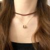 Retro Trendy Red Fruit Pomegranate Pendant Stackable Necklace Earrings Set for Women New Year Lucky Chinese Style Jewelry Sets