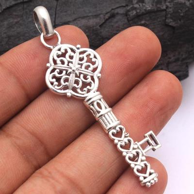 Key Pendant, Handmade Jewelry, Silver Pendant, 925 Sterling Silver, Silver Charm Pendant