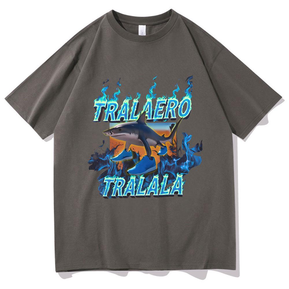 Fashion Tralalero Tralala Funny Shark with Shoes Meme T Shirts Men Casual Humor Tshirt Man Gothic Vintage Short Sleeve Tshirt