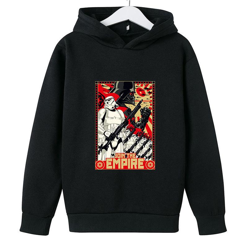 Autumn Winter Star Wars "Join The Empire" Graphic Hoodies Casual Warm Sports Long Sleeved Children's Boy and Girl Kids Unisex Hooded Sweatshirts