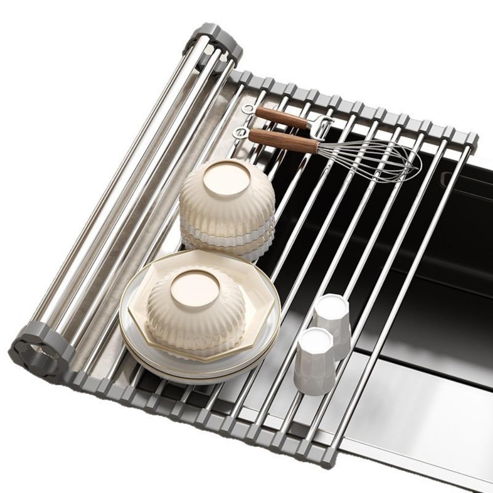 Space Saving Dish Drainer Multi-Functional Roll Up Dish Rack Drain Pad  Dishwashing Sink