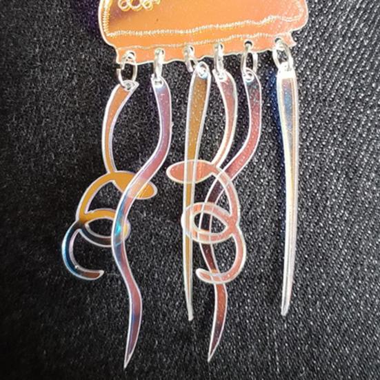 1 Paar Damen-Ohrringe in Quallenform, gewellte Quasten, Acryl, Cartoon-Design, gebogene Ohrringe für Party
