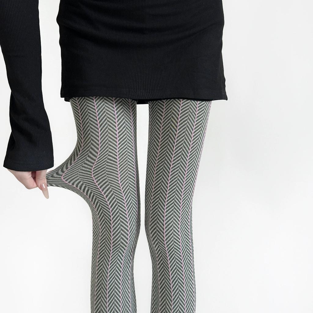 Women Tights Color Matching Striped Thigh High Stockings Pantyhose Lingerie Sexy Slim Stockings Tight Pantyhose Knitted Leggings