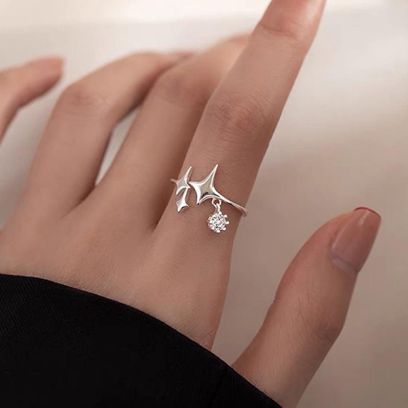 Color Block Cat's Eye Star Ring: Trendy Women's Open Statement Ring