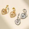 GEMCHIC Women's Heart Shape Pearl Drop Earrings, 2-in-1 Convertible Stud & Hoop, Gold Silver Plated Alloy Jewelry