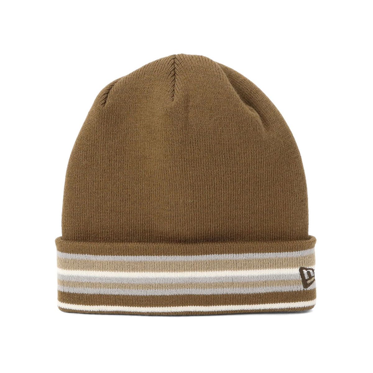 New Era Свободная базовая шапка-бини с отворотом в полоску из пряжи цвета грецкого ореха
