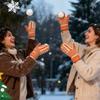 1pair Mittens Funny Middle Finger Gloves Winter Knit Warm Novelty Orange Knitting Pattern Gag Gift