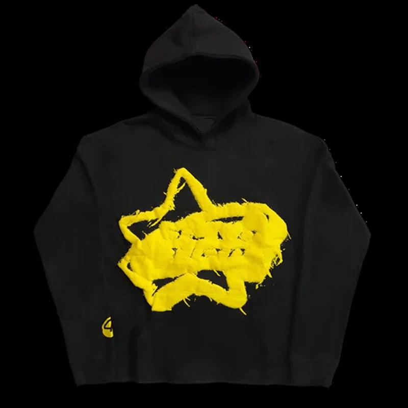 Европейский и американский Y2K свободный печатный хип-хоп мужской и женский худи 2XL жёлтый 1980₽